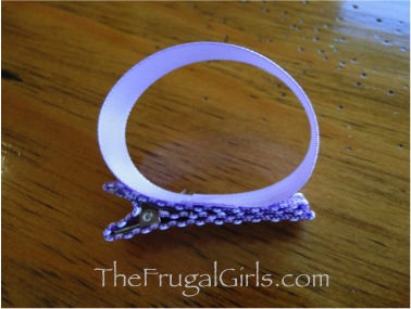 Lavender ribbon loop glued to hair clip.