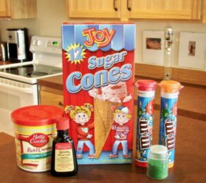 Ingredients to make Christmas tree cones.