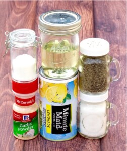 Lemonade marinade ingredients.