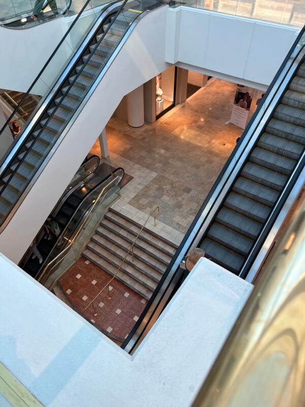 Escalators inside Scottsdale Fashion Square Mall.