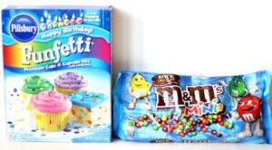 Funfetti Cookies ingredients arranged in a row.