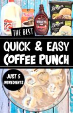 Mocha coffee punch with ice cream in punch bowl.