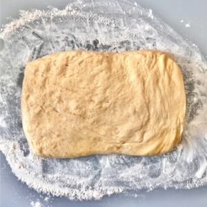 Dough on floured work surface.