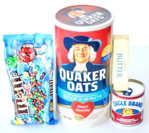 Homemade Granola Bars ingredients arranged in a row.