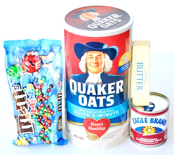 Homemade Granola Bars ingredients arranged in a row.