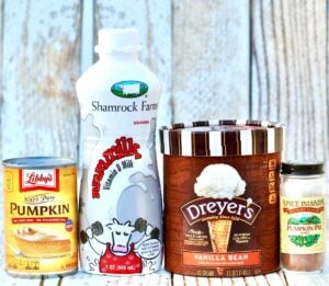 Pumpkin Milkshake ingredients.