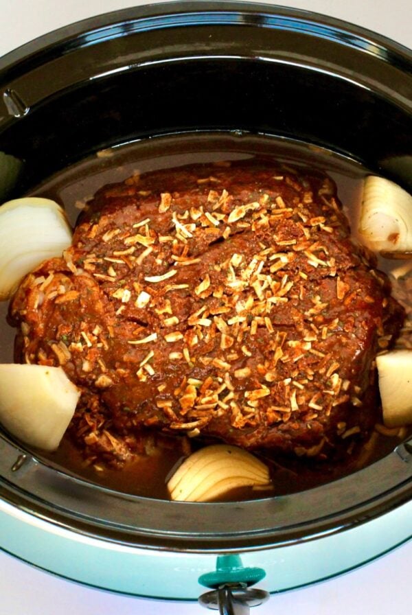 Beef Chuck Roast in crock pot.