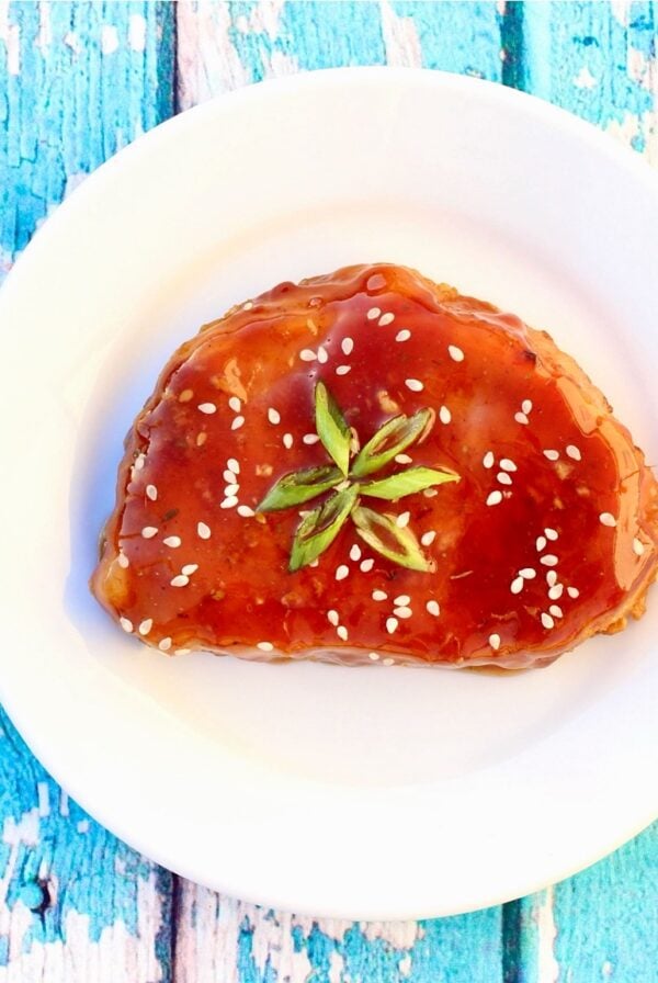 Honey Garlic pork chop with plate.