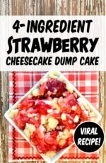 Strawberry Cheesecake Dump Cake in small dish.
