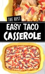 Taco casserole in 9x13 baking dish.