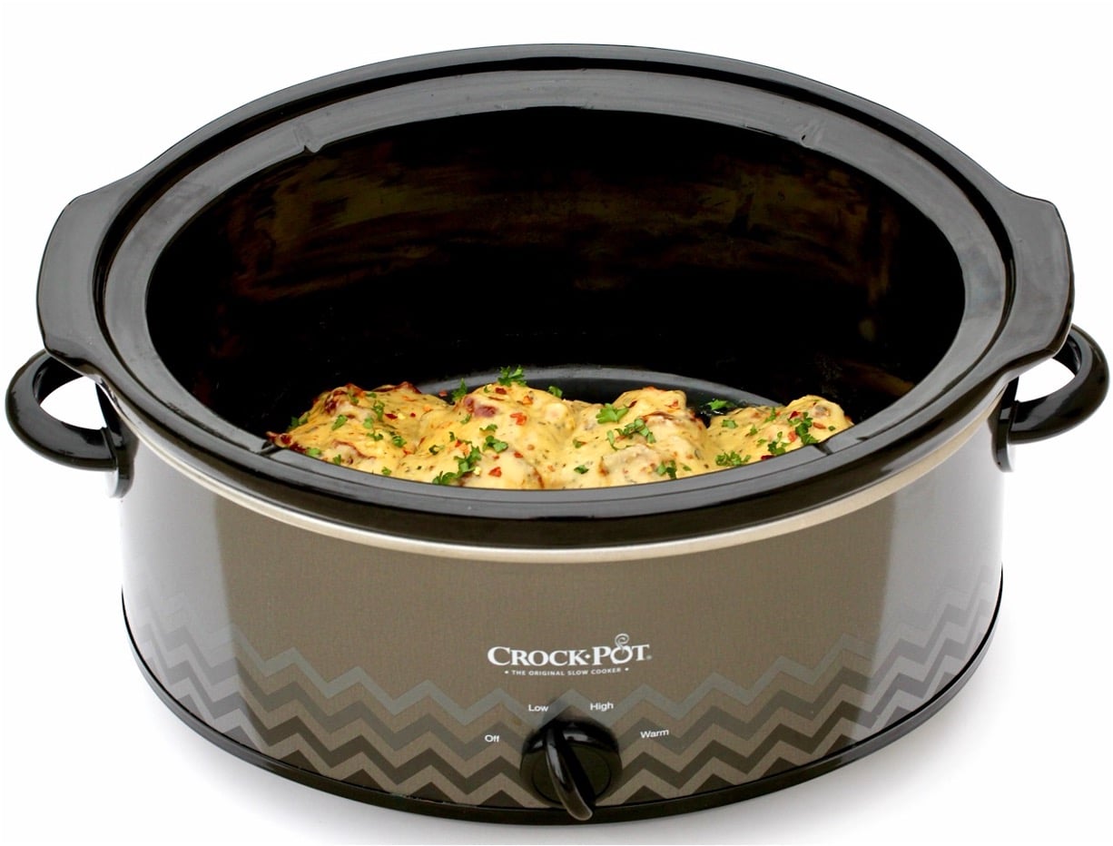 Creamy Tuscan Chicken in crock pot.