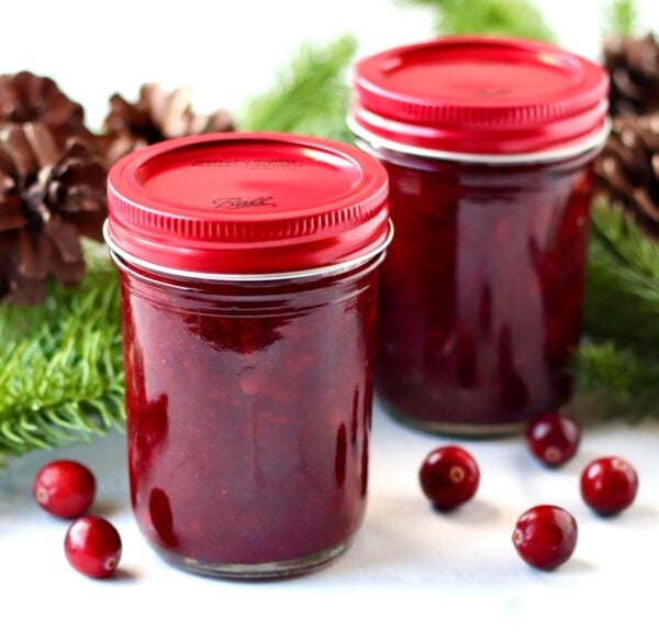 cranberry sauce in jars