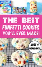 Funfetti cookies on cookie rack.