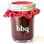 Homemade bbq sauce in mason jar.