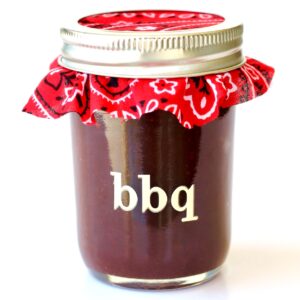 Homemade bbq sauce in mason jar.