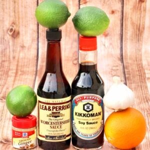 Ingredients for steak marinade.