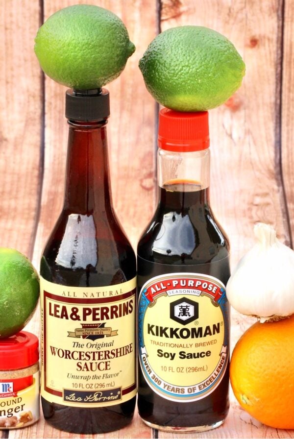 Ingredients for steak marinade.