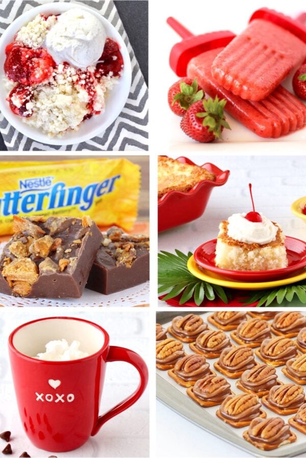 Collage of six 3 ingredient desserts.