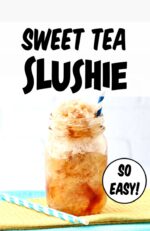 Southern sweet tea slushie in mason jar with straw.