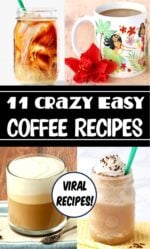 Collage of four at home coffee recipes.