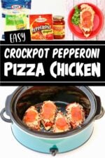Four pieces of chicken pepperoni in crock pot.