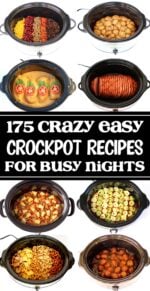 Collage of easy crockpot recipes for dinner.