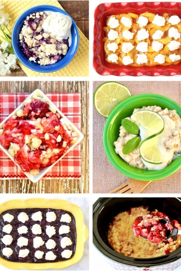 Collage of six dump cakes.