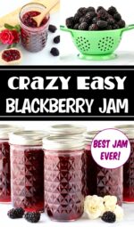 Mason jars filled with homemade blackberry jam.