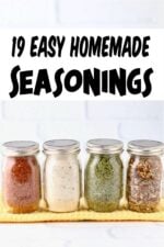 Four small jars filled with homemade seasonings.