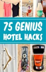 Collage of hotel hacks for travelers.