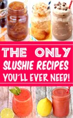 Collage of five homemade slushies.