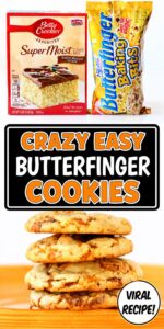 Stack of butterfinger cookies on plate.