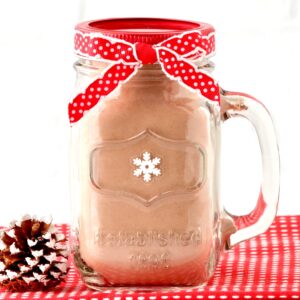 French Vanilla Hot Chocolate Mix in mason jar mug.