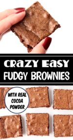 Collage of fudgy homemade brownies cut into squares.
