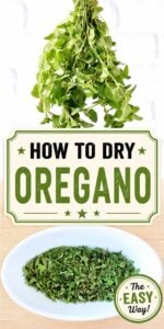 Dried oregano leaves in small dish.