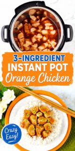 Orange chicken on plate with rice.
