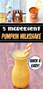 Pumpkin milkshake in jar with straws.