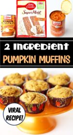 Seven fall pumpkin muffins on cake stand.