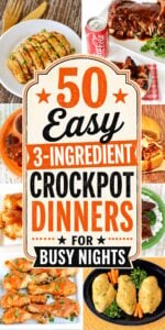 Collage of easy crockpot dinners.