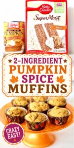 Pumpkin muffins on cake stand.