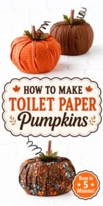 Fall pumpkins made out of toilet paper rolls.