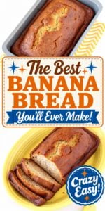 Homemade moist banana bread sliced on plate.