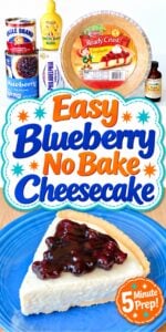 No bake cheesecake with blueberry pie filling on top.