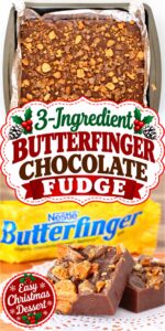Chocolate peanut butterfinger fudge in pan.