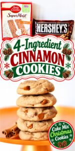 Stack of cinnamon spice cookies on orange plate with cinnamon sticks to the side.