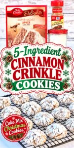 Cinnamon crinkle cookies cooling on baking rack.