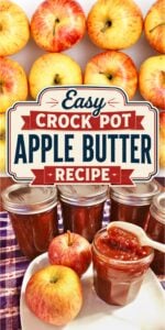 Apple butter in mason jar with spoon, and fresh apples to the side.