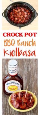 BBQ kielbasa in crock pot.