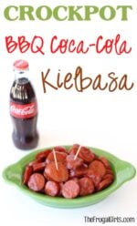 BBQ Coca Cola Kielbasa in small dish with toothpicks.