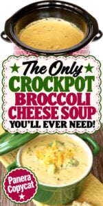 Crockpot Broccoli cheese soup in bowl topped with shredded cheddar.